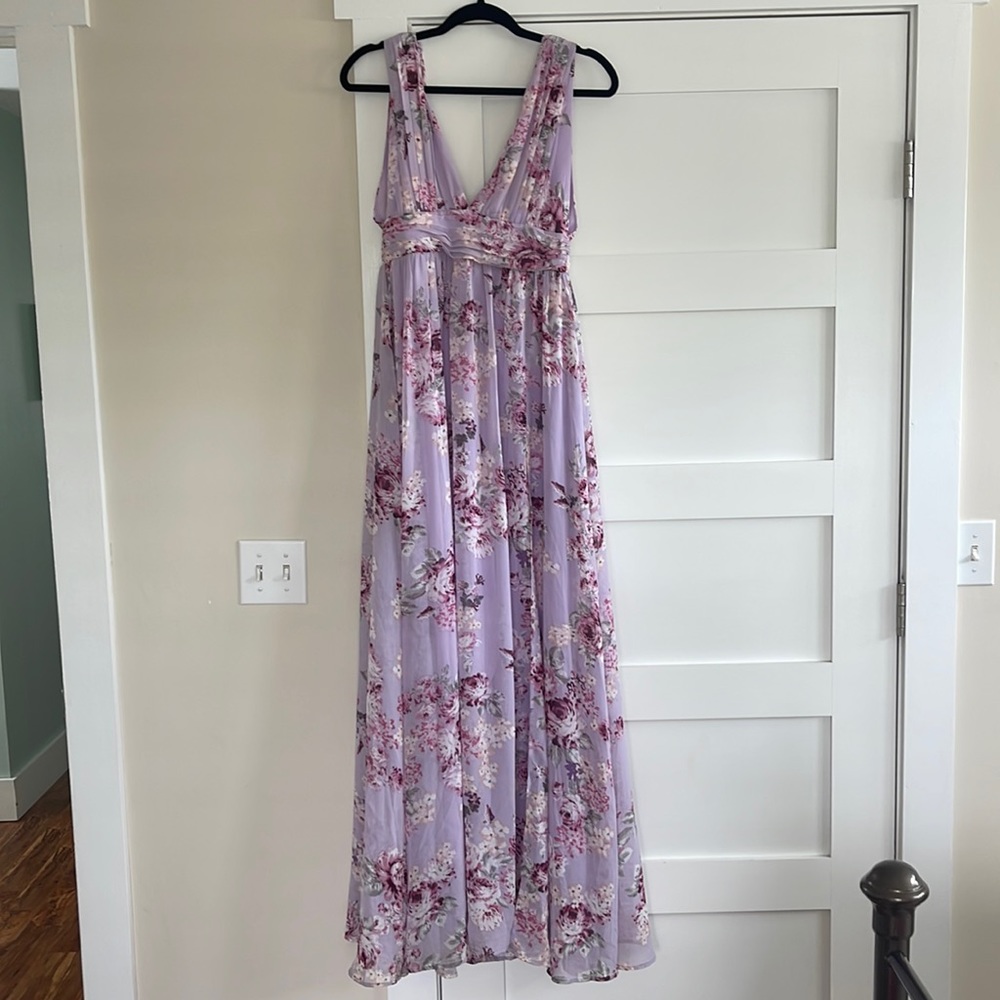 Lulus Garden Meandering Lavender Floral Print Maxi Dress